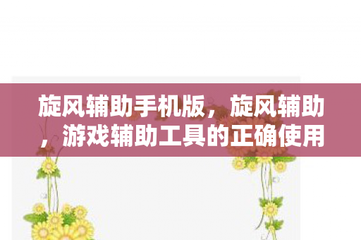 旋风辅助手机版，旋风辅助，游戏辅助工具的正确使用与合规性探讨