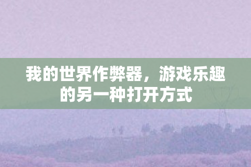 我的世界作弊器，游戏乐趣的另一种打开方式