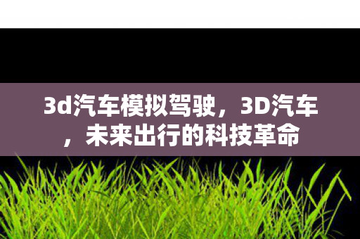 3d汽车模拟驾驶，3D汽车，未来出行的科技革命