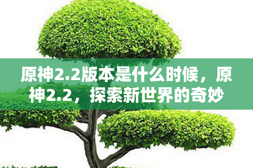 原神2.2版本是什么时候,原神2.2,探索新世界的奇妙之旅 原神2.2版本是什么时候,原神2.2,探索新世界的奇妙之旅