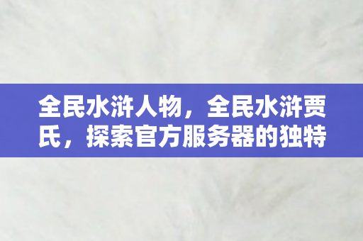 全民水浒人物，全民水浒贾氏，探索官方服务器的独特魅力