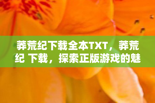 莽荒纪下载全本TXT，莽荒纪 下载，探索正版游戏的魅力