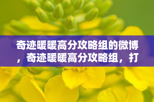 奇迹暖暖高分攻略组的微博,奇迹暖暖高分攻略组,打造时尚巅峰的秘籍 奇迹暖暖高分攻略组的微博,奇迹暖暖高分攻略组,打造时尚巅峰的秘籍