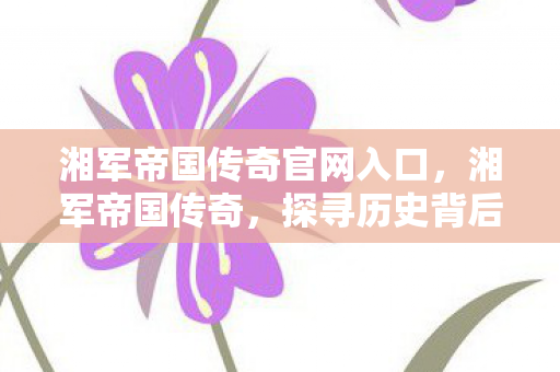 湘军帝国传奇官网入口，湘军帝国传奇，探寻历史背后的传奇故事
