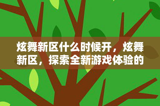 炫舞新区什么时候开，炫舞新区，探索全新游戏体验的奇妙之旅