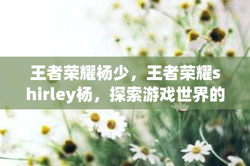 王者荣耀杨少，王者荣耀shirley杨，探索游戏世界的无限可能