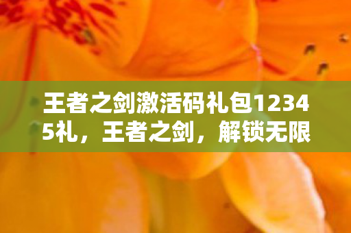 王者之剑激活码礼包12345礼,王者之剑,解锁无限可能的神秘礼包 王者之剑激活码礼包12345礼,王者之剑,解锁无限可能的神秘礼包