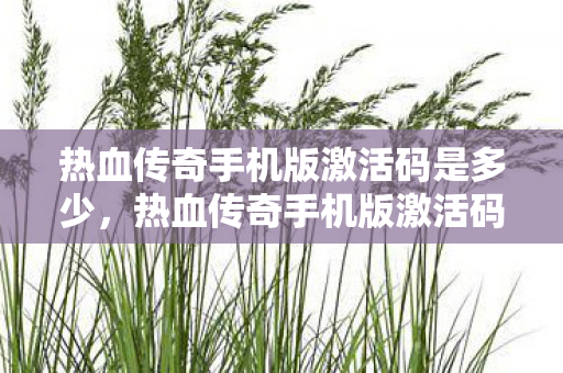 热血传奇手机版激活码是多少,热血传奇手机版激活码,解锁传奇之旅的钥匙 热血传奇手机版激活码是多少,热血传奇手机版激活码,解锁传奇之旅的钥匙