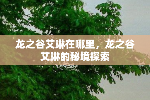 龙之谷艾琳在哪里，龙之谷艾琳的秘境探索