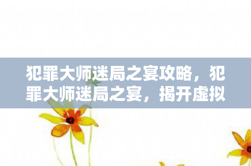 犯罪大师迷局之宴攻略，犯罪大师迷局之宴，揭开虚拟世界的迷雾