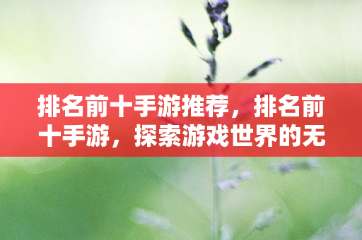 排名前十手游推荐，排名前十手游，探索游戏世界的无限可能