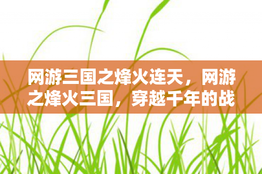 网游三国之烽火连天，网游之烽火三国，穿越千年的战场豪情