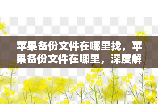 苹果备份文件在哪里找，苹果备份文件在哪里，深度解析与操作指南
