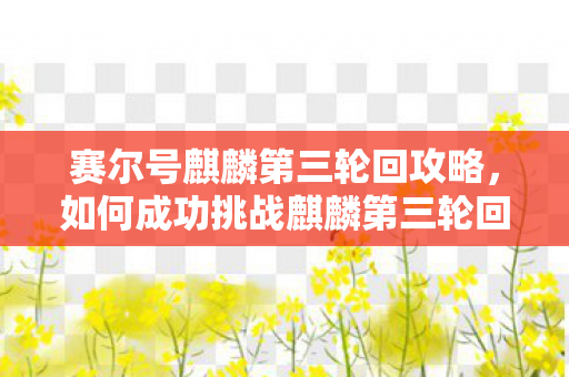 赛尔号麒麟第三轮回攻略，如何成功挑战麒麟第三轮回