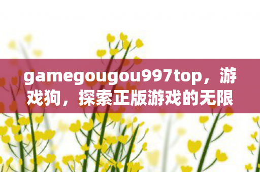 gamegougou997top，游戏狗，探索正版游戏的无限可能