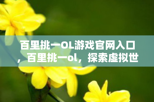 百里挑一OL游戏官网入口，百里挑一ol，探索虚拟世界的无限可能