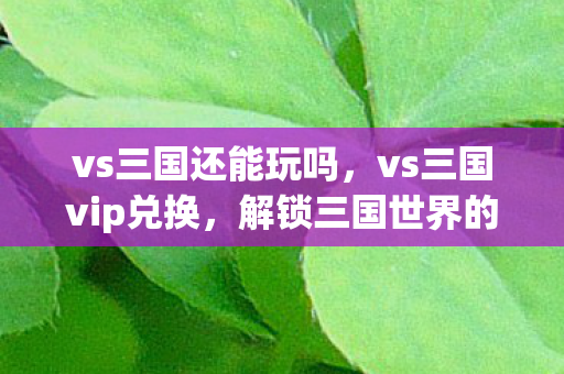 vs三国还能玩吗，vs三国vip兑换，解锁三国世界的无限可能