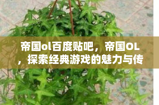 帝国ol百度贴吧,帝国OL,探索经典游戏的魅力与传承 帝国ol百度贴吧,帝国OL,探索经典游戏的魅力与传承