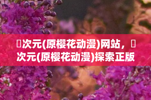 囧次元(原樱花动漫)网站，囧次元(原樱花动漫)探索正版动漫的无限可能