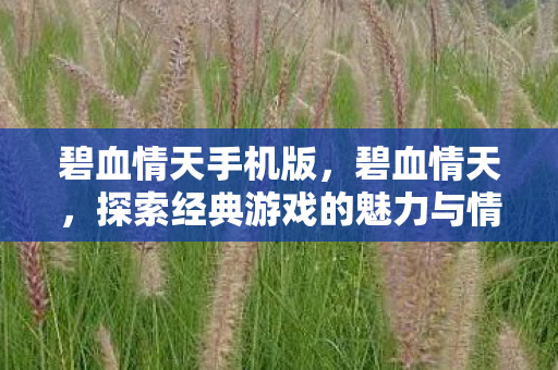 碧血情天手机版，碧血情天，探索经典游戏的魅力与情怀