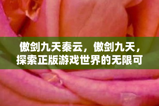 傲剑九天秦云，傲剑九天，探索正版游戏世界的无限可能