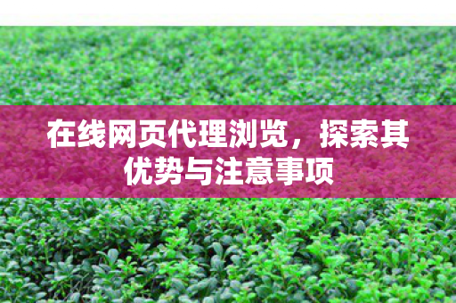 在线网页代理浏览，探索其优势与注意事项