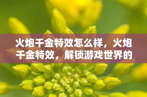 火炮千金特效怎么样，火炮千金特效，解锁游戏世界的华丽战斗