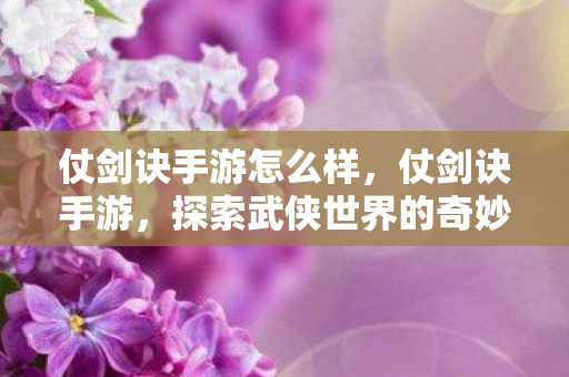 仗剑诀手游怎么样，仗剑诀手游，探索武侠世界的奇妙之旅