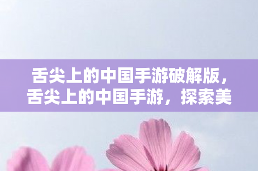 舌尖上的中国手游破解版，舌尖上的中国手游，探索美食之旅的奇妙冒险