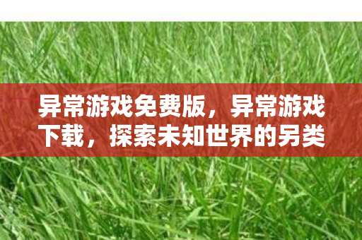 异常游戏免费版,异常游戏下载,探索未知世界的另类途径 异常游戏免费版,异常游戏下载,探索未知世界的另类途径