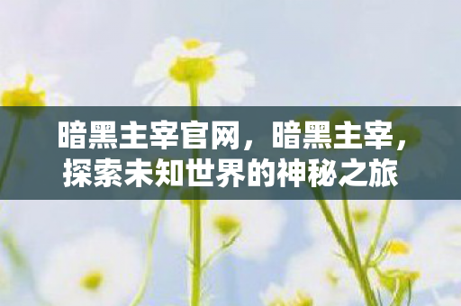 暗黑主宰官网,暗黑主宰,探索未知世界的神秘之旅 暗黑主宰官网,暗黑主宰,探索未知世界的神秘之旅
