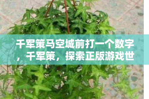 千军策马空城前打一个数字，千军策，探索正版游戏世界的无限可能