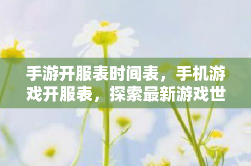 手游开服表时间表，手机游戏开服表，探索最新游戏世界，开启你的冒险之旅