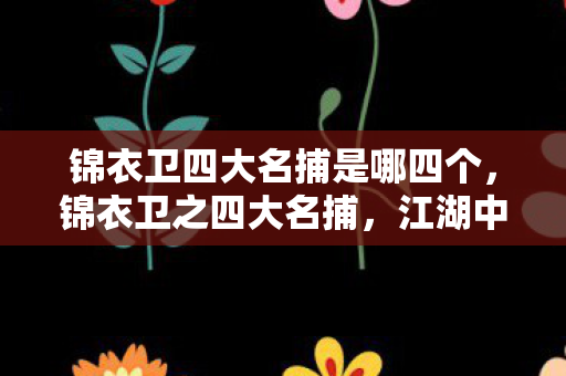 锦衣卫四大名捕是哪四个，锦衣卫之四大名捕，江湖中的守护者