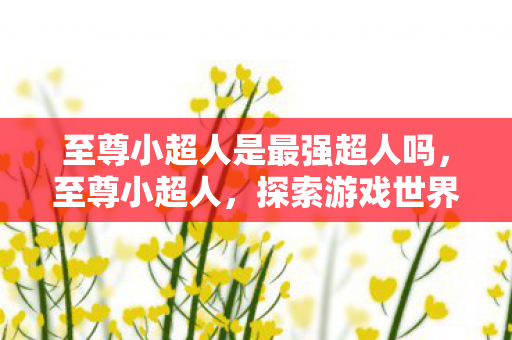 至尊小超人是最强超人吗，至尊小超人，探索游戏世界的无限可能
