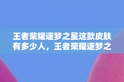 王者荣耀逐梦之星这款皮肤有多少人，王者荣耀逐梦之星，探索游戏内购与虚拟经济的奥秘