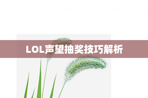 LOL声望抽奖技巧解析