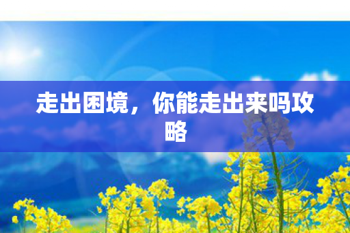 走出困境，你能走出来吗攻略