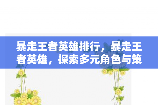 暴走王者英雄排行，暴走王者英雄，探索多元角色与策略战斗的魅力