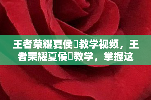 王者荣耀夏侯惇教学视频，王者荣耀夏侯惇教学，掌握这位坦克英雄的核心玩法与技巧