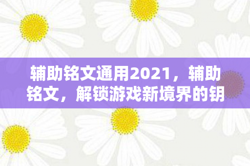 辅助铭文通用2021，辅助铭文，解锁游戏新境界的钥匙