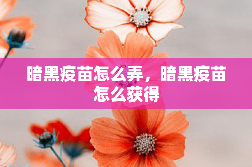 暗黑疫苗怎么弄，暗黑疫苗怎么获得