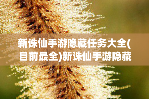 新诛仙手游隐藏任务大全(目前最全)新诛仙手游隐藏任务大全 新诛仙手游隐藏任务大全(目前最全)新诛仙手游隐藏任务大全