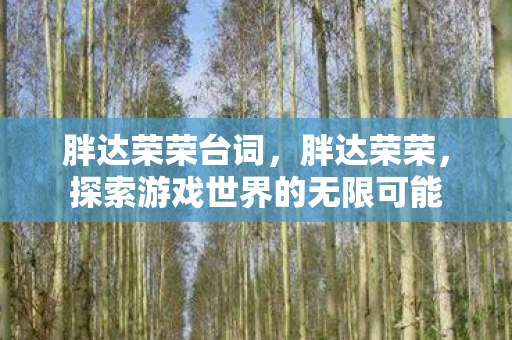 胖达荣荣台词,胖达荣荣,探索游戏世界的无限可能 胖达荣荣台词,胖达荣荣,探索游戏世界的无限可能