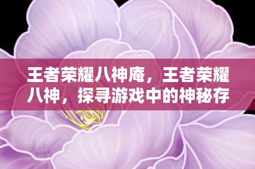 王者荣耀八神庵，王者荣耀八神，探寻游戏中的神秘存在