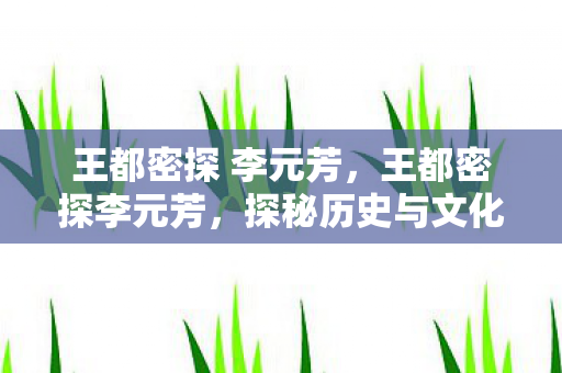 王都密探 李元芳,王都密探李元芳,探秘历史与文化的神秘人物 王都密探 李元芳,王都密探李元芳,探秘历史与文化的神秘人物