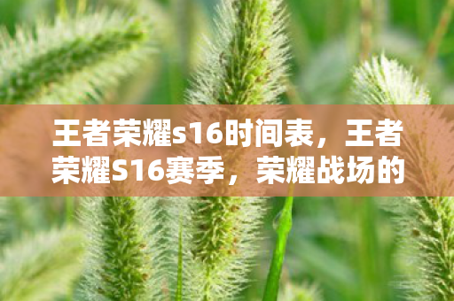 王者荣耀s16时间表，王者荣耀S16赛季，荣耀战场的全新篇章