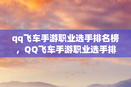 qq飞车手游职业选手排名榜,QQ飞车手游职业选手排名,顶尖车手的荣耀与实力 qq飞车手游职业选手排名榜,QQ飞车手游职业选手排名,顶尖车手的荣耀与实力