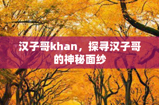 汉子哥khan，探寻汉子哥的神秘面纱