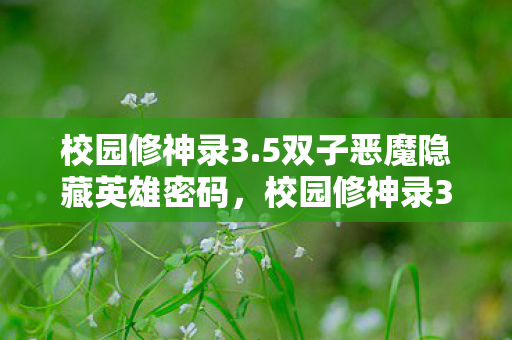 校园修神录3.5双子恶魔隐藏英雄密码，校园修神录3.5，探索校园传奇的无限可能